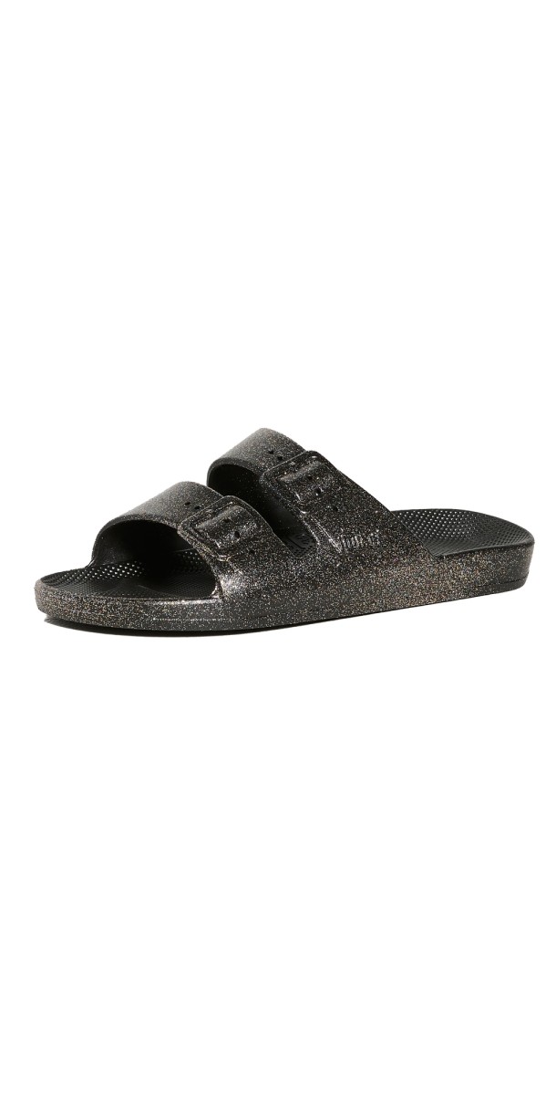 Freedom Moses Moses Two Band Slides Celeste Black