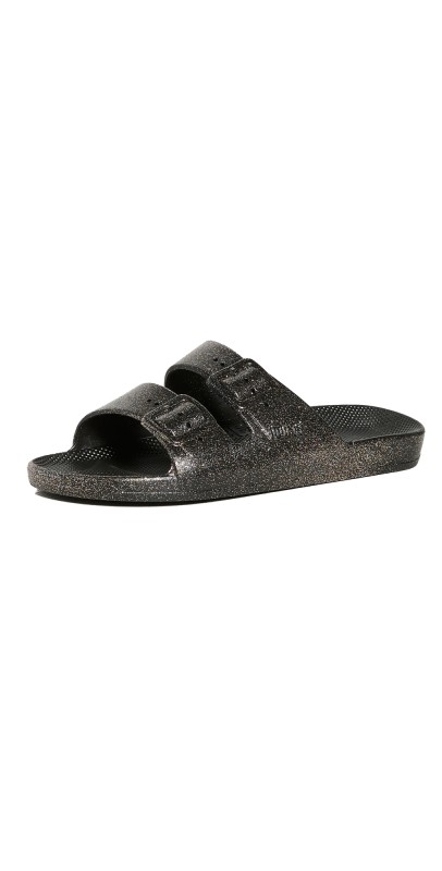 Freedom Moses Moses Two Band Slides Celeste Black