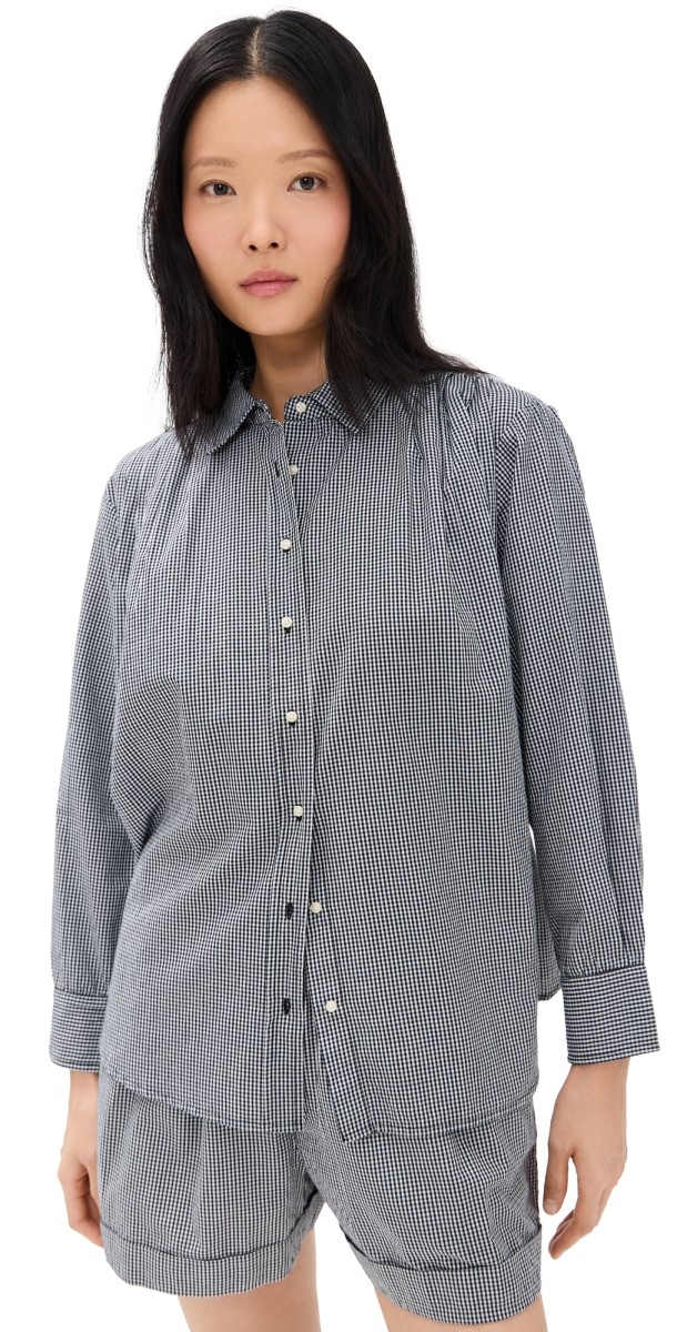 THE GREAT. The Society Top Black & White Gingham