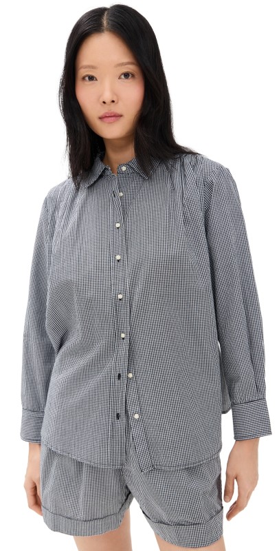 THE GREAT. The Society Top Black & White Gingham