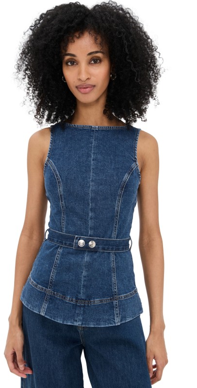 ALIGNE Trish Denim Top Dark Blue