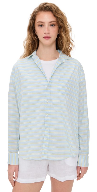 Frank & Eileen Relaxed Button-Up Shirt Chartreuse Multi Stripe