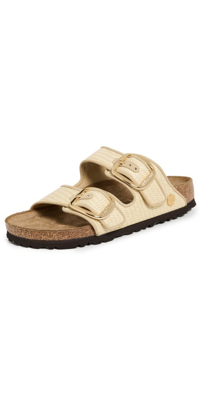 Birkenstock Arizona Big Buckle Raffia Sandals Natural