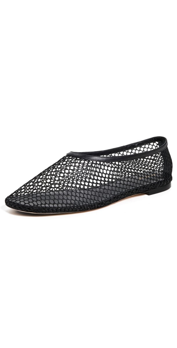 Reformation Britt Ballet Flats Black Mesh