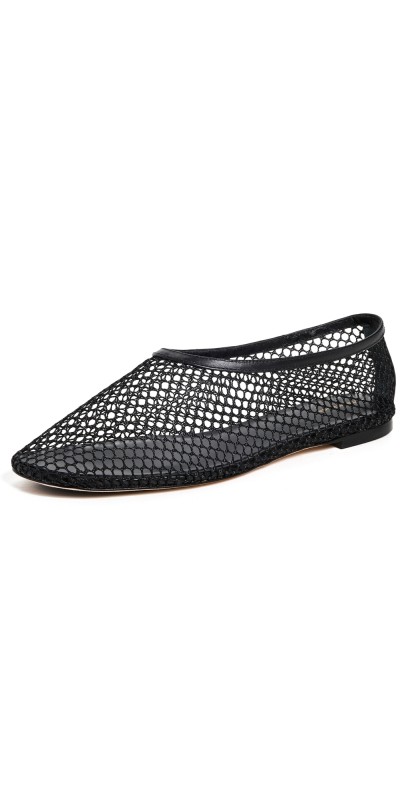 Reformation Britt Ballet Flats Black Mesh