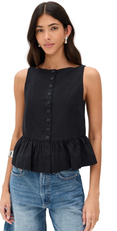 ALIGNE Penelope Linen Top Black