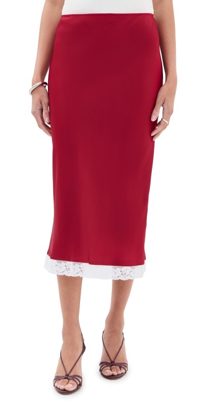 Victoria Beckham Lace Trim Slip Skirt Rose