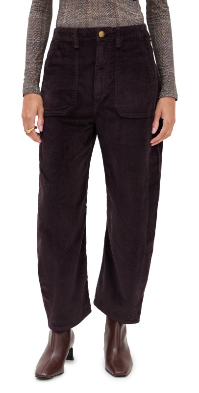 rag & bone Charlie High Rise Ankle Barrel Corduroy Pants Dark Brown