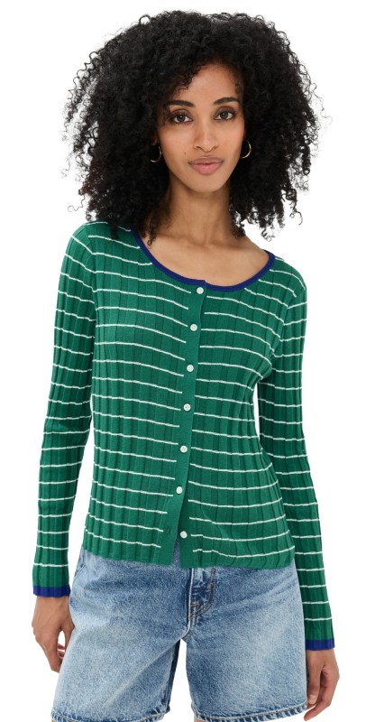 Alex Mill Cerise Ribbed Cardigan Fort Greene/Ivory