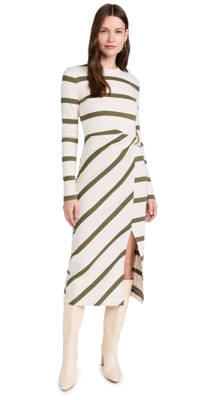 Tanya Taylor Cody Dress Cream/Fern Wide Stripe