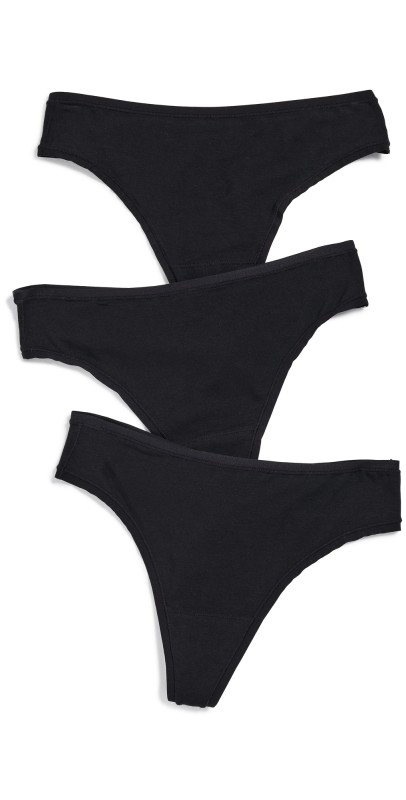 Natori Bliss Bare Cotton Thong 3-Pack Black