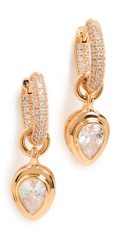 Luv Aj The Pear Double Bezel Charm Huggies Gold