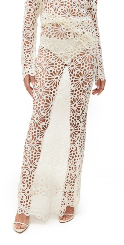 Norma Kamali Obie Long Skirt Cream
