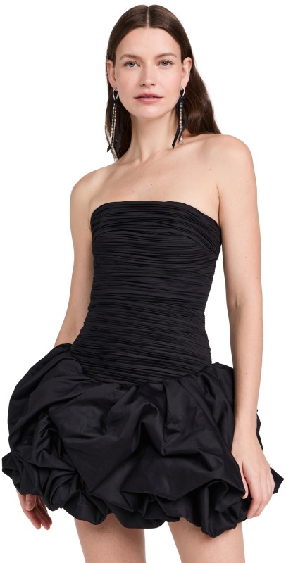 Aje Violette Bubble Hem Mini Dress Black