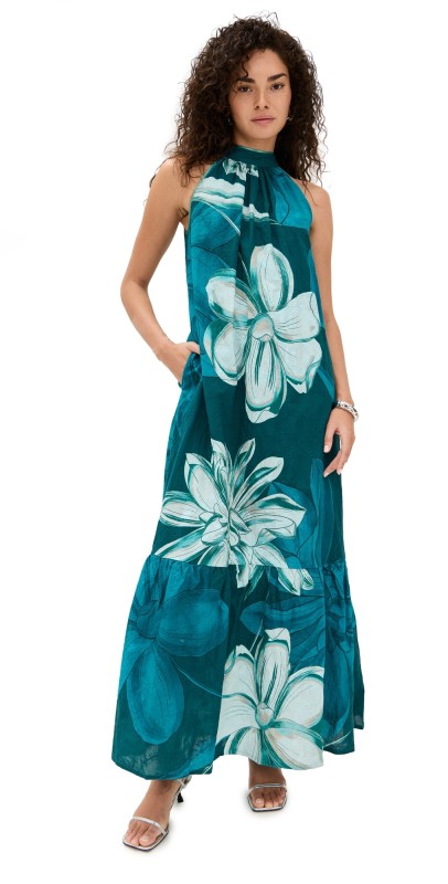 F. R.S For Restless Sleepers Melicerte Dress Teal/Forest Flowers