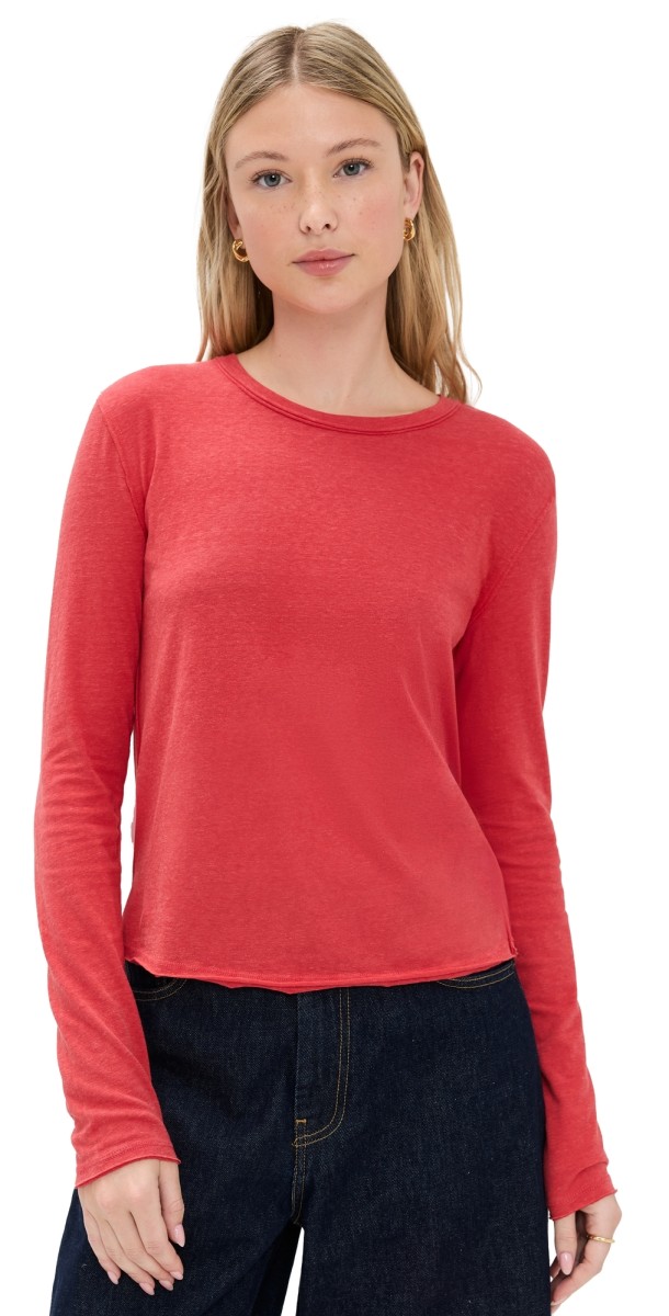 Free People Nova Long Sleeve Tee Rococco Red