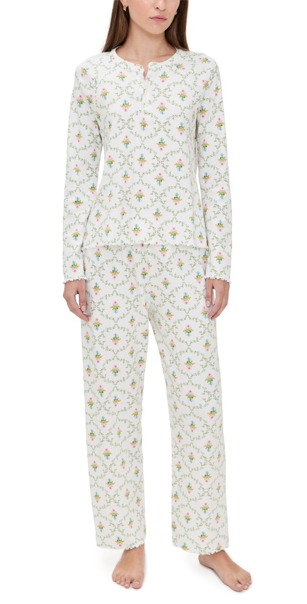 Hill House Home The Olivia Pants Pajama Set Pastel Trellis