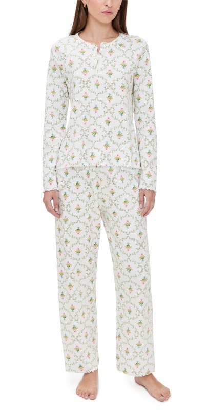 Hill House Home The Olivia Pants Pajama Set Pastel Trellis