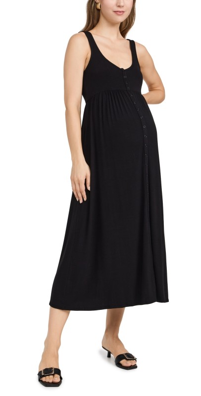HATCH The Softest Rib Nursing Tank Dress Black
