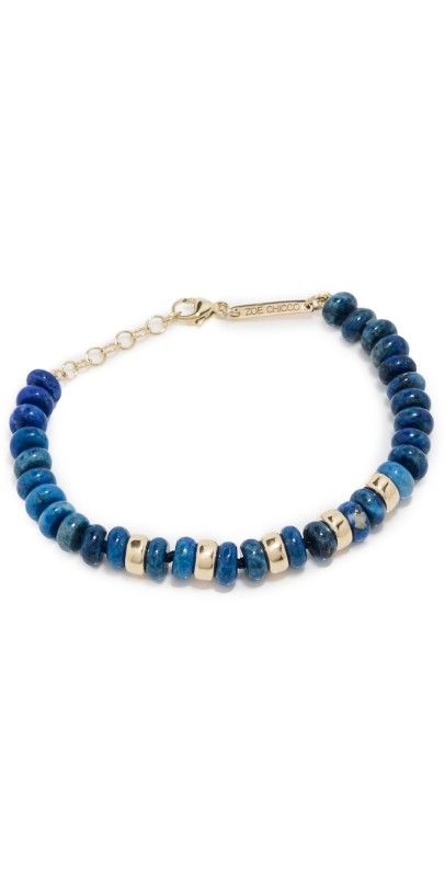 Zoe Chicco 14k Gold and 6mm Lapis Rondelle Beads Bracelet 14k Yellow Gold/Lapis