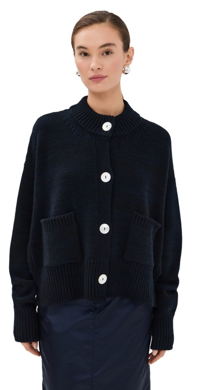Nackiye Icebreaker Cashmere Cardigan Marine Melange