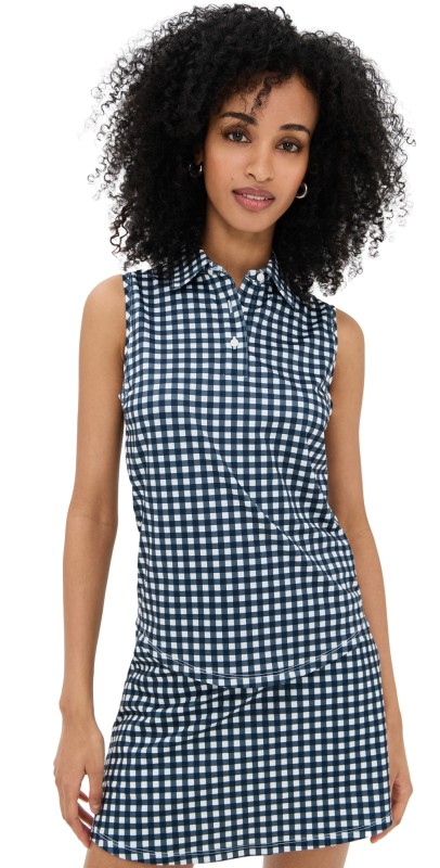 Rhone Course To Court Printed Sleeveless Polo Navy Blue