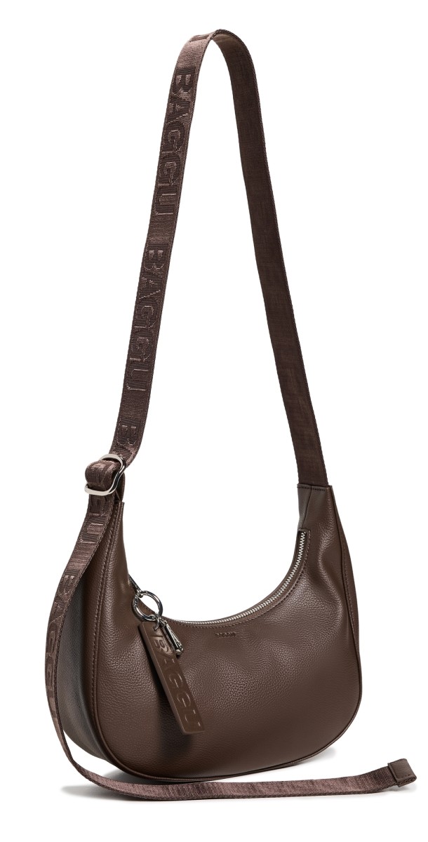BAGGU Small Recycled Leather Crescent Bag Brow