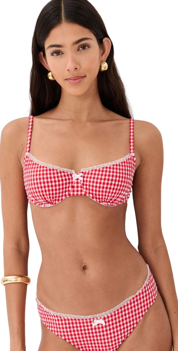 Solid & Striped Solid & Striped x Summer I Turned Pretty The Daphne Bikini Top Red Gingham