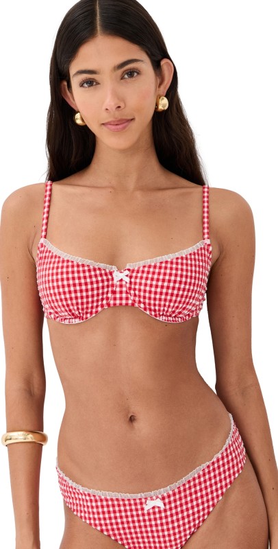 Solid & Striped Solid & Striped x Summer I Turned Pretty The Daphne Bikini Top Red Gingham