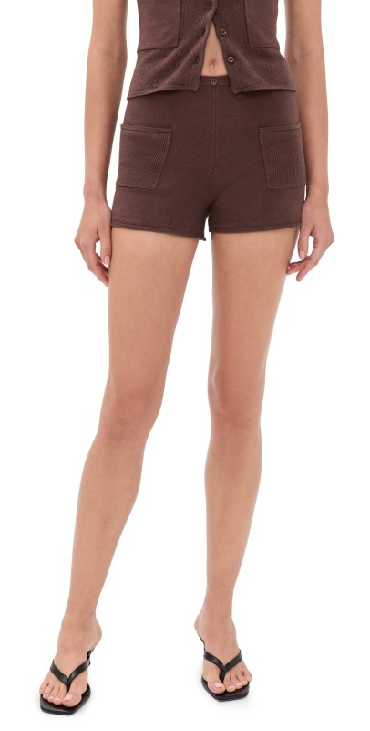 Peachy Den Marie Knit Shorts Chocolate