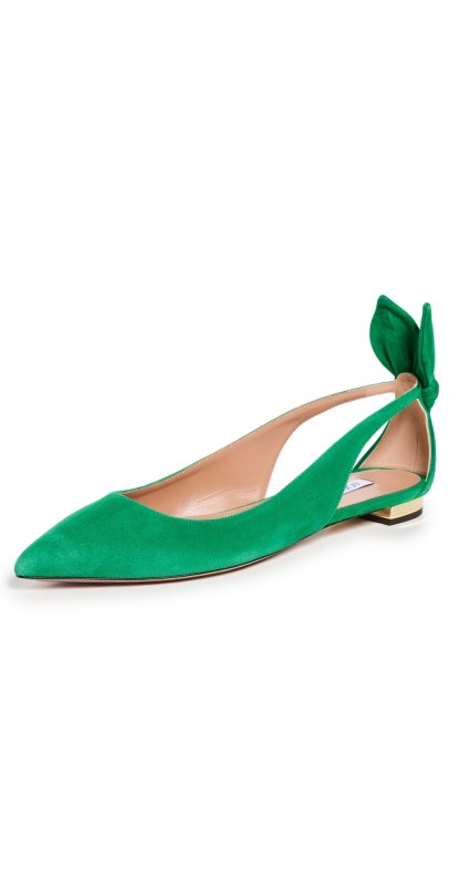 Aquazzura Bow Tie Ballet Flats Rich Emerald