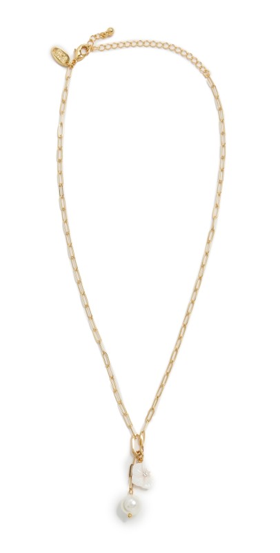 Kenneth Jay Lane Lobster Claw Neclace Gold/Pearl/Crystal