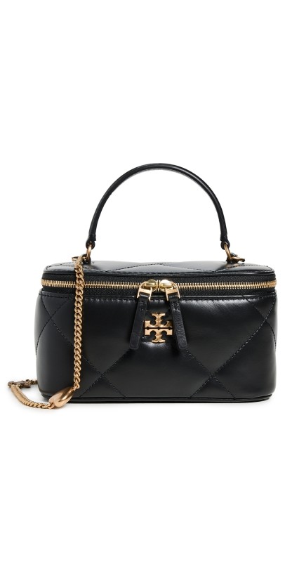 Tory Burch Kira Charm Diamond Quilt Vanity Case Black