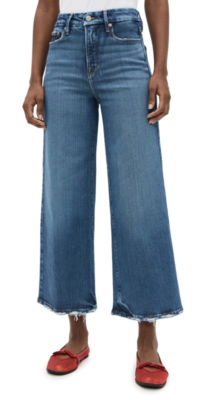 Good American Good Waist Palazzo Crop Jeans Indigo737