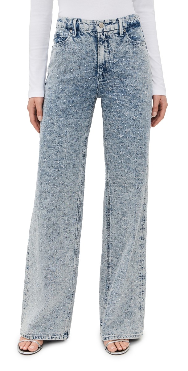 Good American Good Skate Wide Crystal Jeans indigo1070