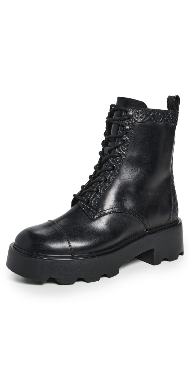 Tory Burch T Monogram Lug Ankle Boots 65mm Perfect Black