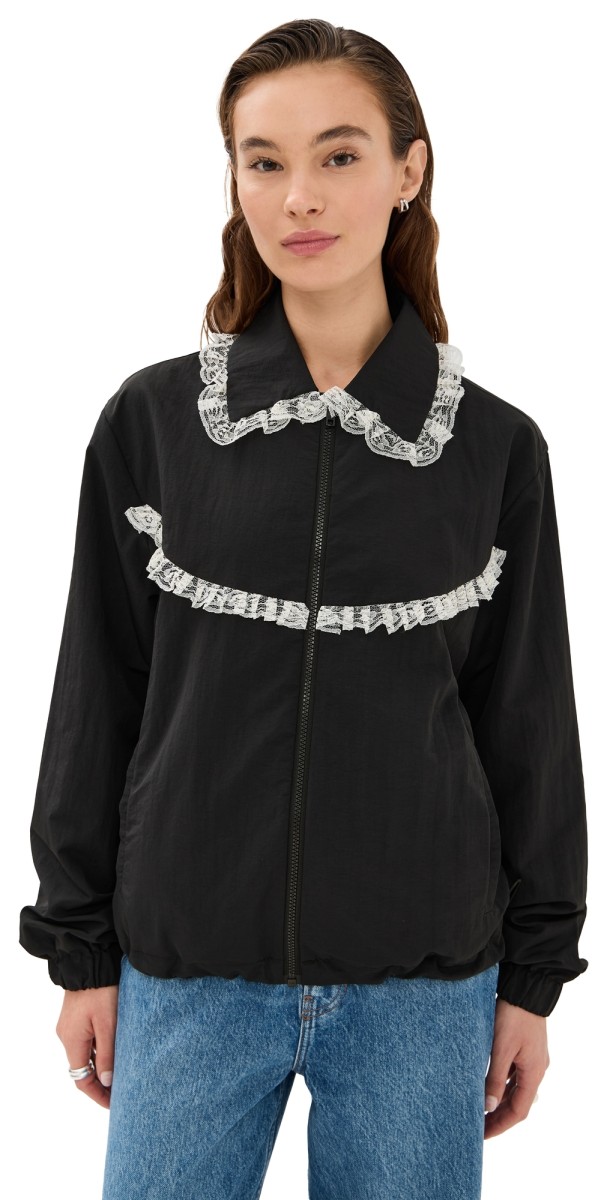 Tanner Fletcher Archie Lace Trim Track Jacket Black