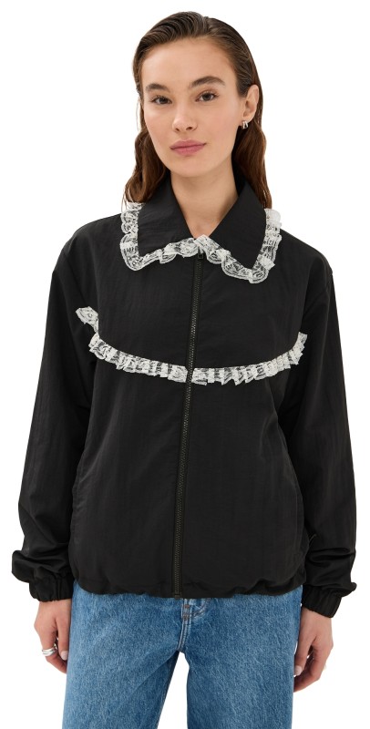Tanner Fletcher Archie Lace Trim Track Jacket Black