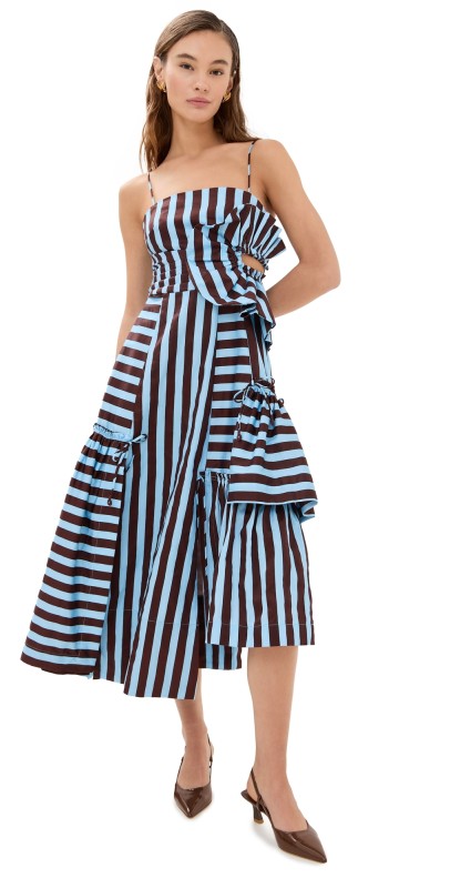 FARM Rio Tropical Flight Stripes Multicolor Midi Dress Tropical Flight Stripes Multi