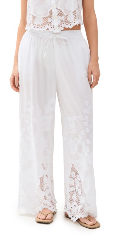 Vitamin A Flora Broderie Pants White