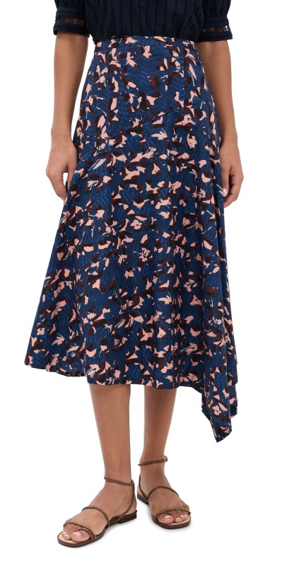 Ulla Johnson Annika High Waist Asymmetrical Midi Skirt Mirage