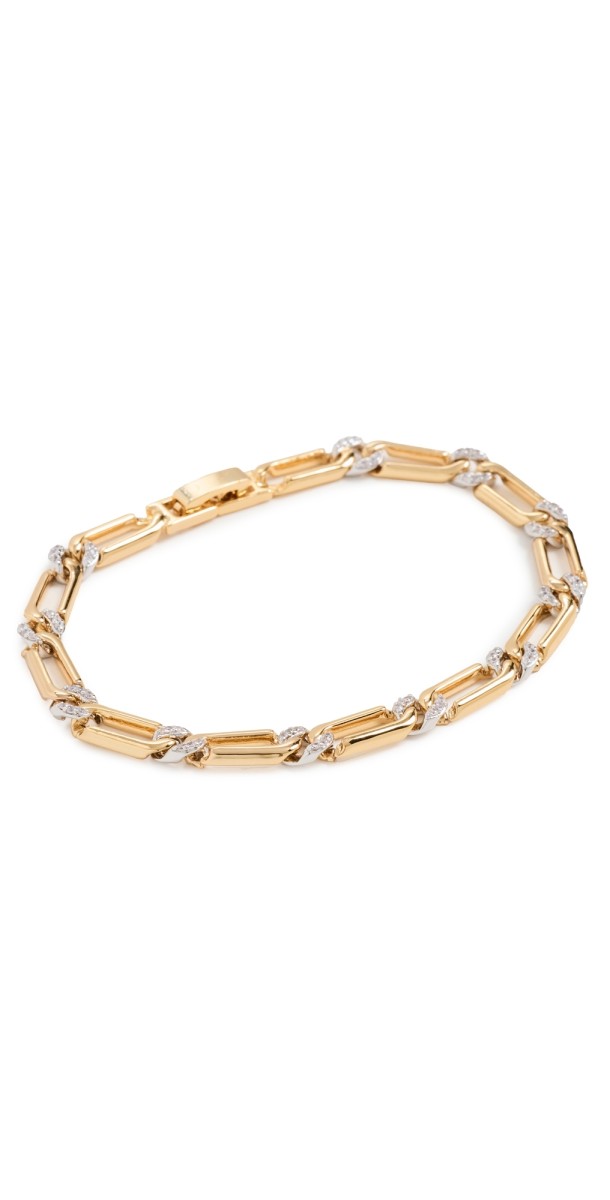 Luv Aj The Two-Tone Pave Link Bracelet Gold
