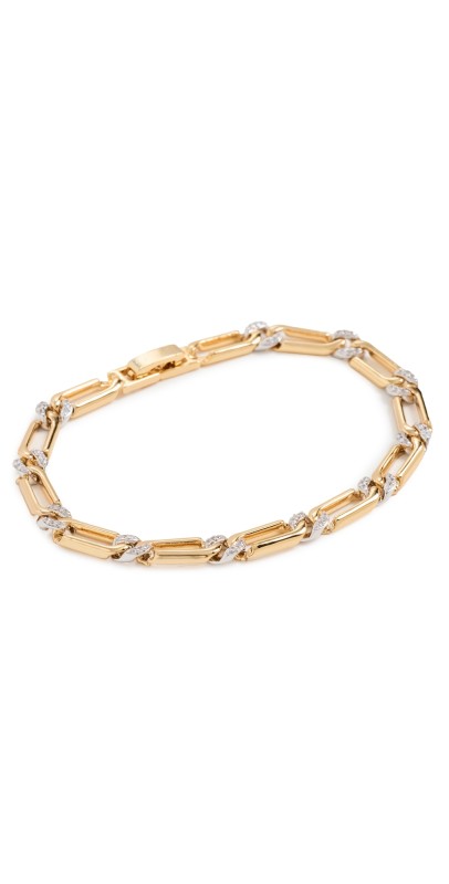 Luv Aj The Two-Tone Pave Link Bracelet Gold