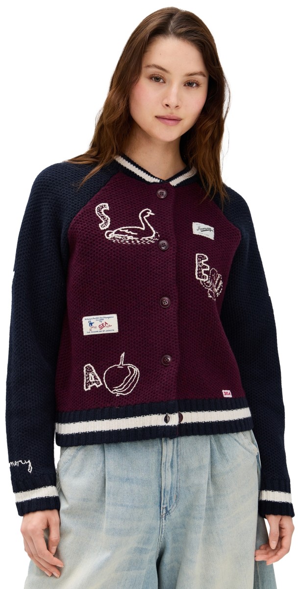 Sea Archer Varsity Knit Cardigan Navy