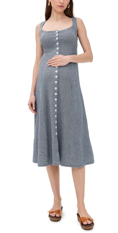 HATCH The Felicity Dress Navy/White