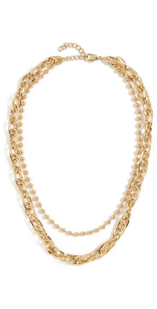 Argento Vivo 2-Layer Chunky Multi Paperclip Ball Chain Necklace Gold