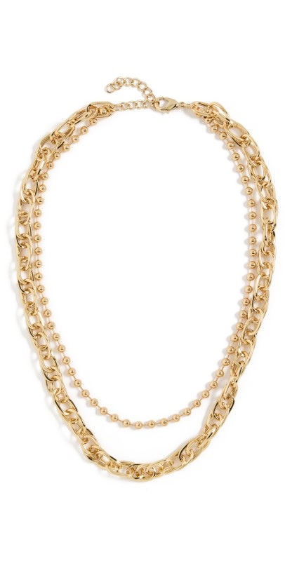 Argento Vivo 2-Layer Chunky Multi Paperclip Ball Chain Necklace Gold