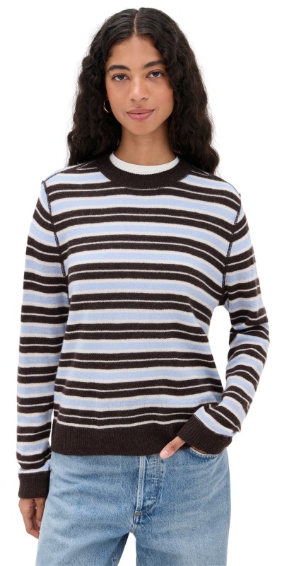 Reformation Cashmere Boyfriend Sweater Ice Water Multi Stripe