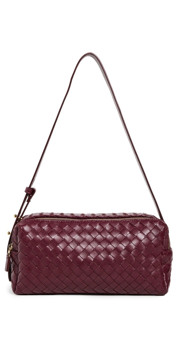 Elleme Trousse Woven Leather Shoulder Bag Burgundy