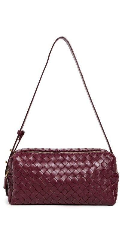 Elleme Trousse Woven Leather Shoulder Bag Burgundy